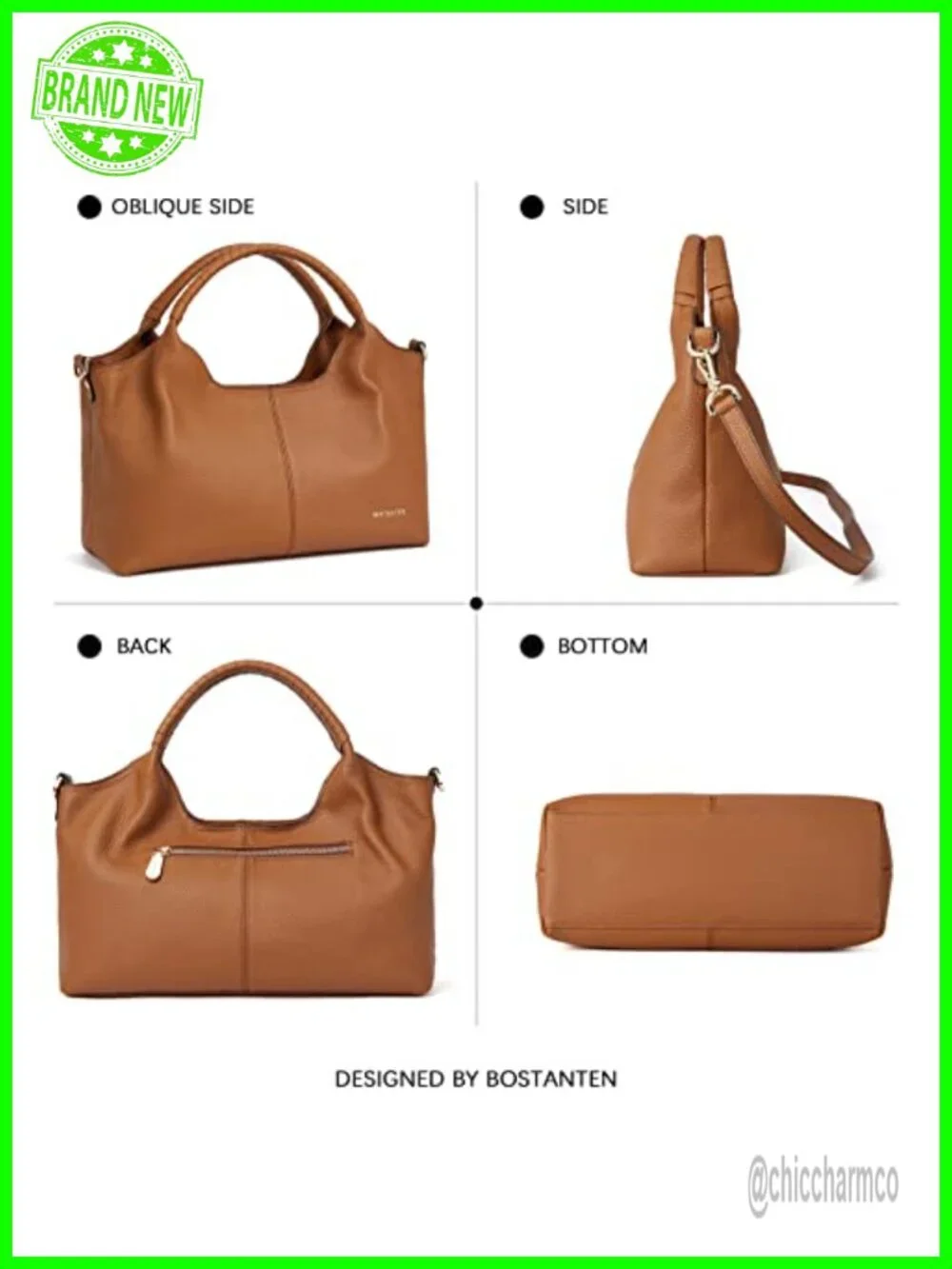 Genuine Leather Satchel Purse Adjustable Strap Top Handle Handbag